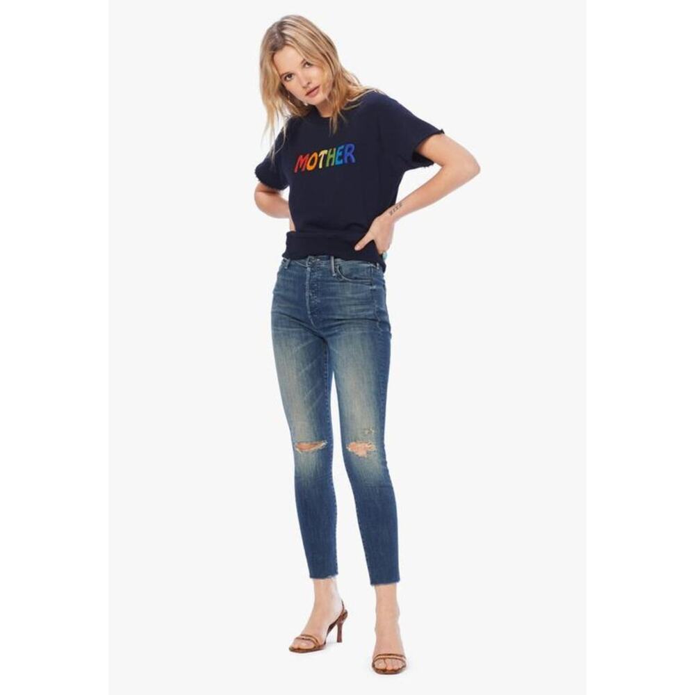 Mother The Stunner High Rise Skinny Ankle Fray Jeans Field of Dreams Size 27